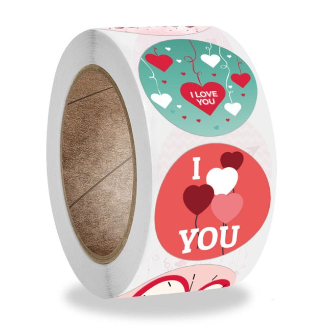 50-500pcs Red Heart Stickers Valentine's Day Paper