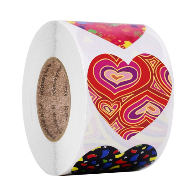 50-500pcs Red Heart Stickers Valentine's Day Paper