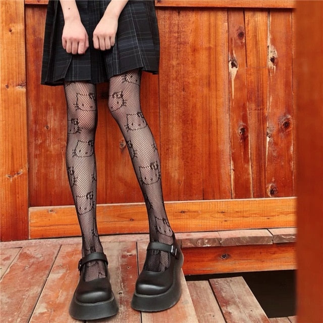 Lolita Bow Fishnet Stockings Thigh High Over Knee Socks