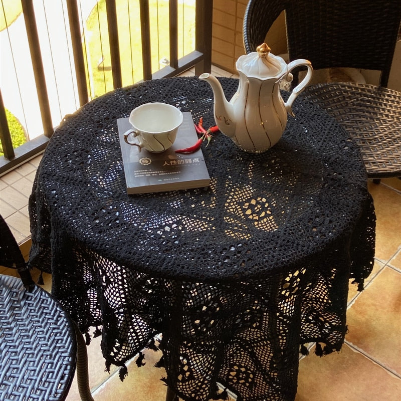 Handmade Crochet Lace Square Cotton Tablecloth
