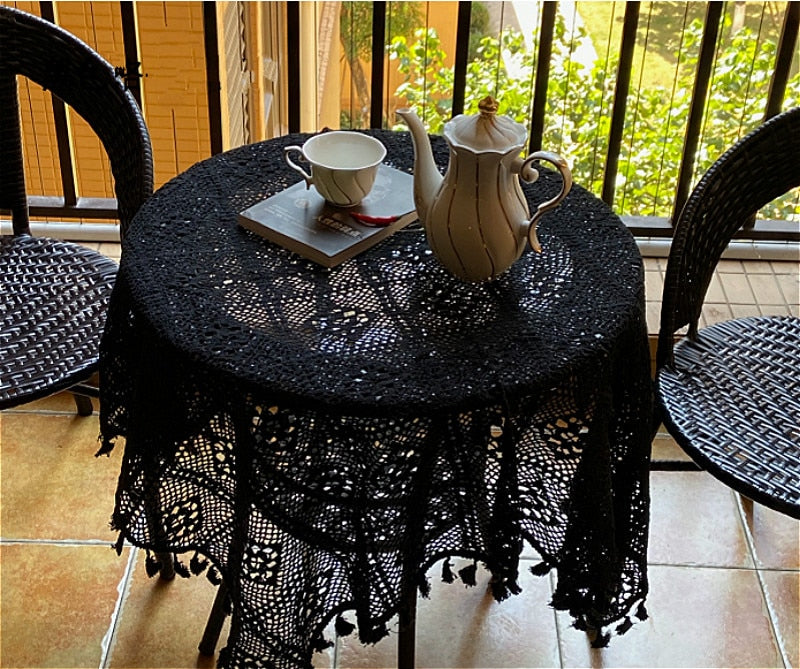 Handmade Crochet Lace Square Cotton Tablecloth