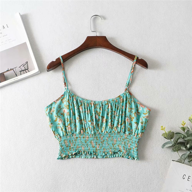 Two Piece Pale Mint Green Boho Wide Leg Pant & Matching Camis Set
