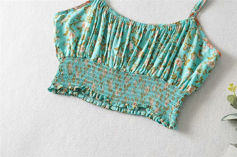 Two Piece Pale Mint Green Boho Wide Leg Pant & Matching Camis Set
