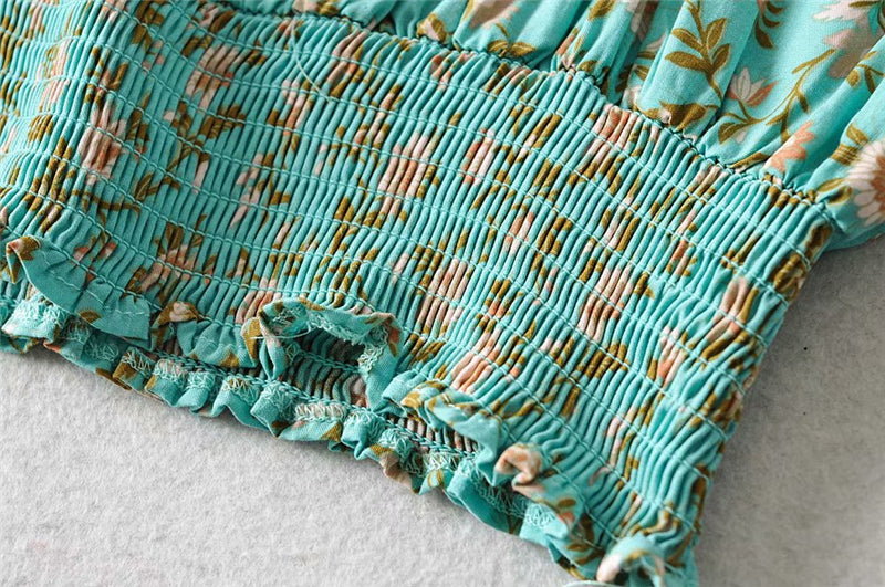 Two Piece Pale Mint Green Boho Wide Leg Pant & Matching Camis Set