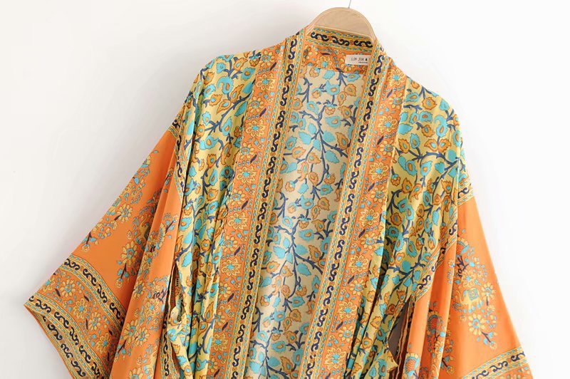Sunshine Cocktails Cotton Boho Kimono Beach Cover Up