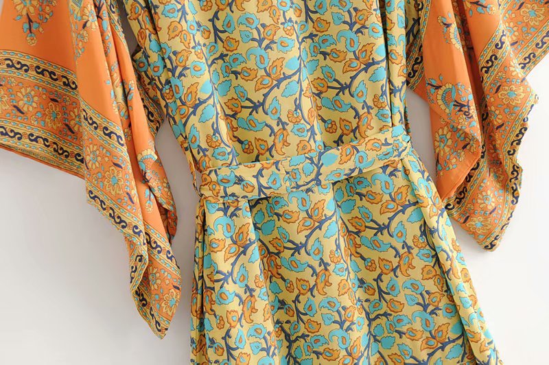 Sunshine Cocktails Cotton Boho Kimono Beach Cover Up