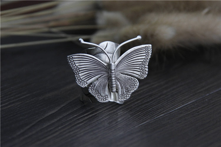 Large Butterfly Ring 925 Sterling Silver