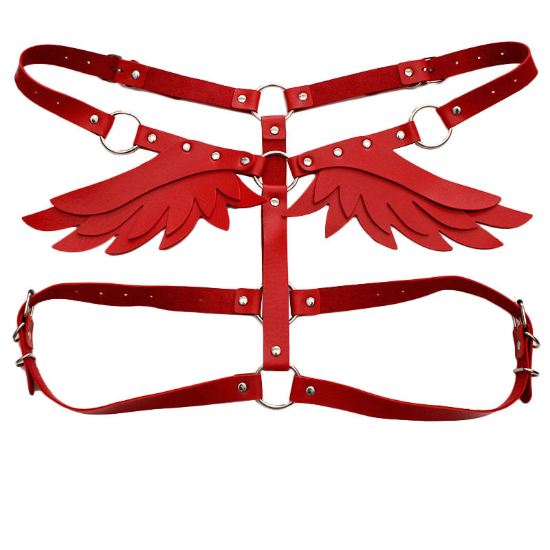 Angel Wing Leather Harness Cage Belts