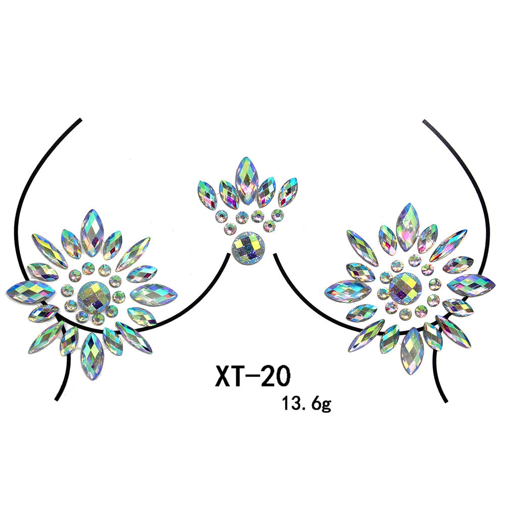 Party Ta-Tahs Chest Crystal Resin Stickers