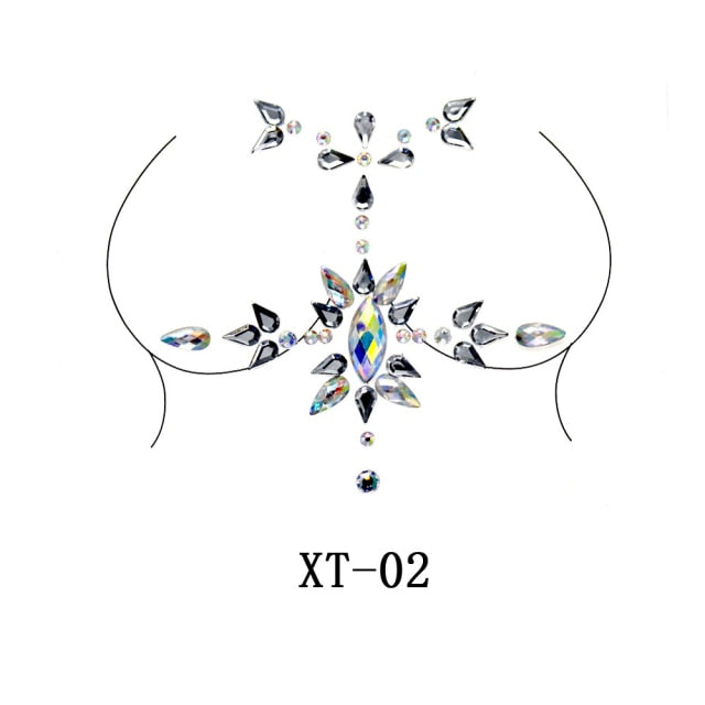 Party Ta-Tahs Chest Crystal Resin Stickers