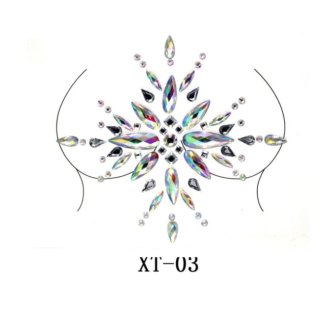 Party Ta-Tahs Chest Crystal Resin Stickers