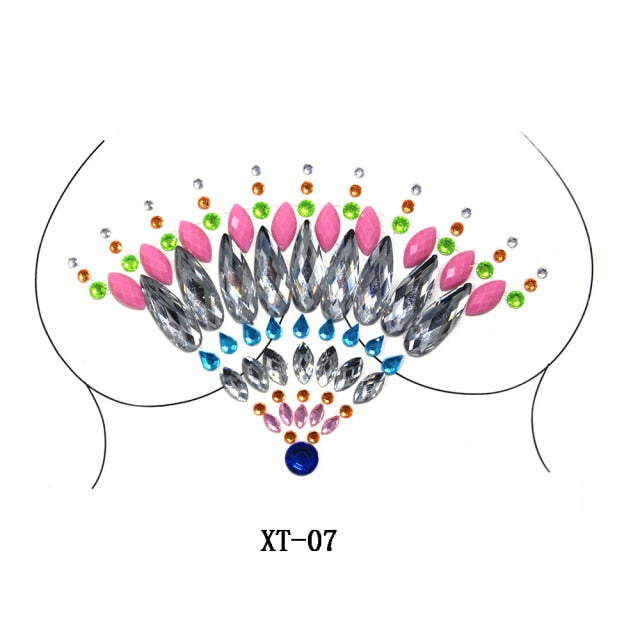 Party Ta-Tahs Chest Crystal Resin Stickers