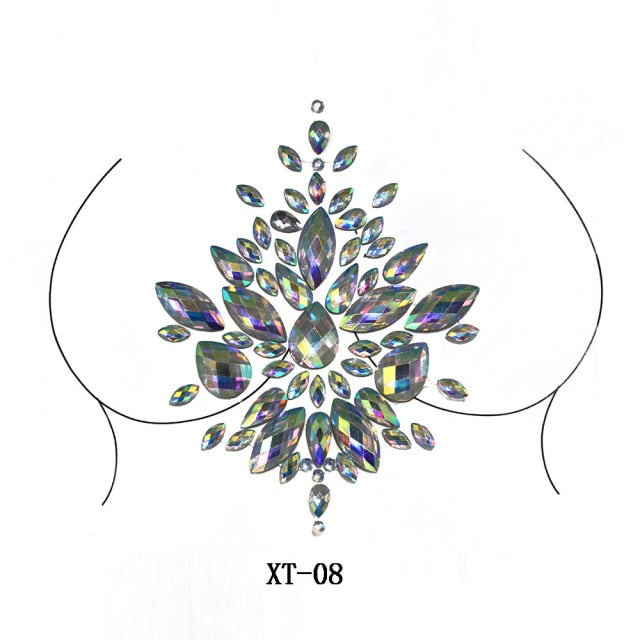 Party Ta-Tahs Chest Crystal Resin Stickers