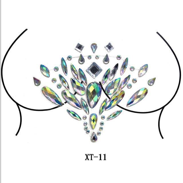 Party Ta-Tahs Chest Crystal Resin Stickers