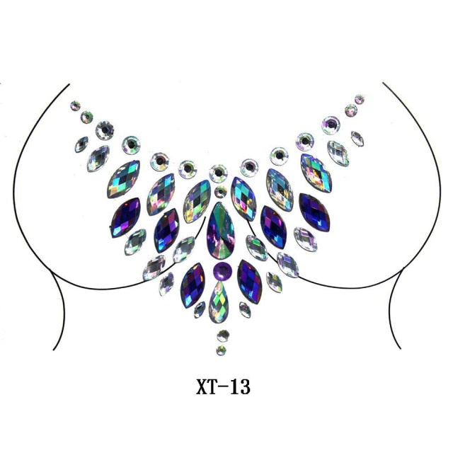 Party Ta-Tahs Chest Crystal Resin Stickers