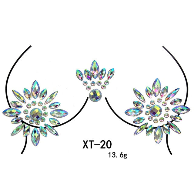 Party Ta-Tahs Chest Crystal Resin Stickers