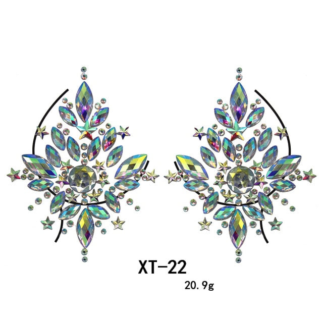 Party Ta-Tahs Chest Crystal Resin Stickers