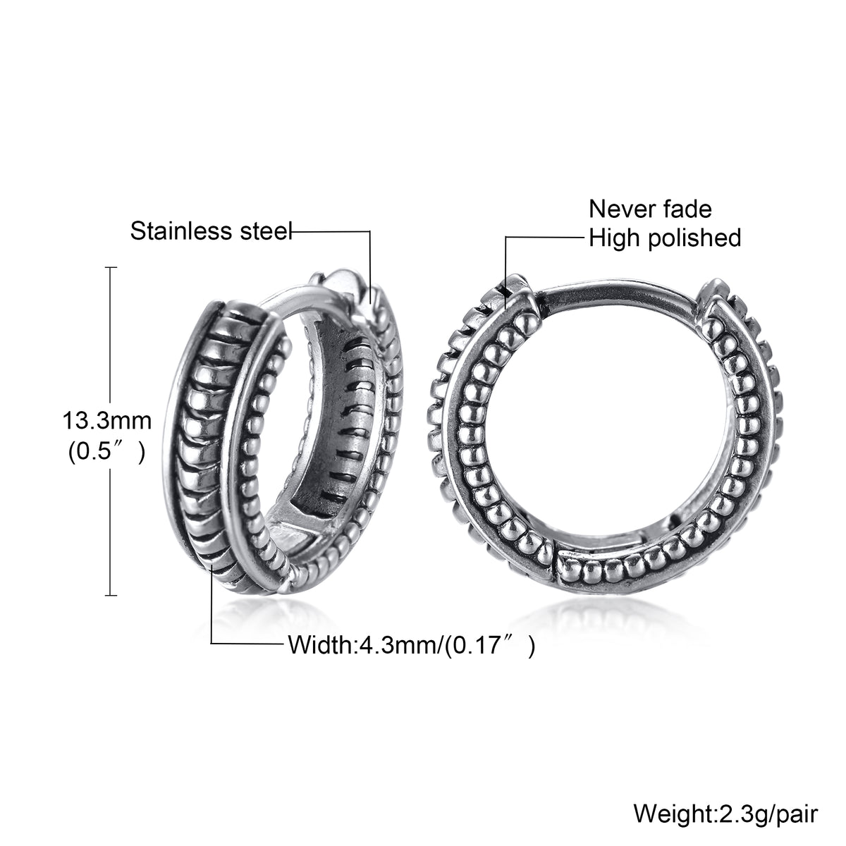 Small Huggie Hoop Earrings Mens Stainless Steel Earrings