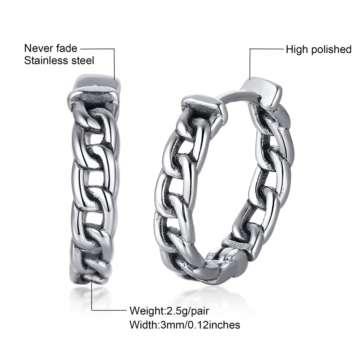 Small Huggie Hoop Earrings Mens Stainless Steel Earrings