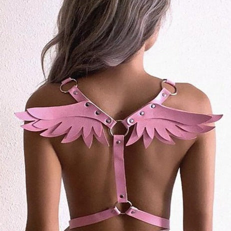 Angel Wing Leather Harness Cage Belts