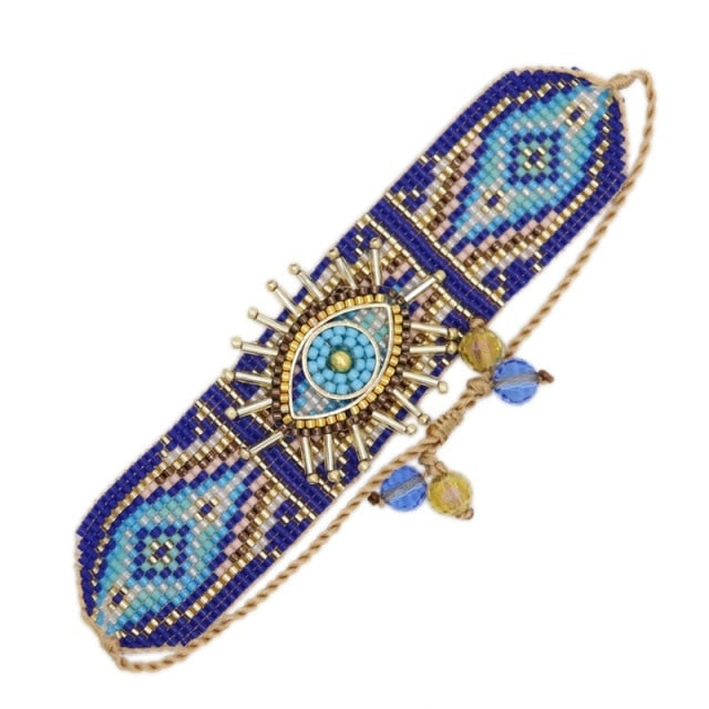 Evil Eye Handmade Glass Seed Bracelets