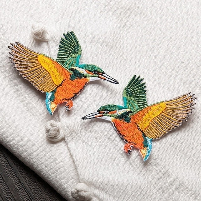 Pair Birds Embroidered Appliqués Iron-On Patches Phoenix/Flamingo/Swallows/etc