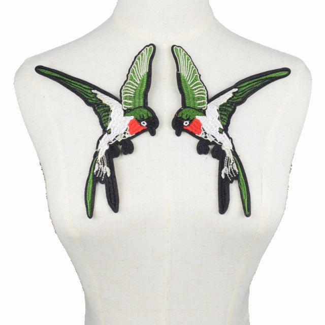 Pair Birds Embroidered Appliqués Iron-On Patches Phoenix/Flamingo/Swallows/etc