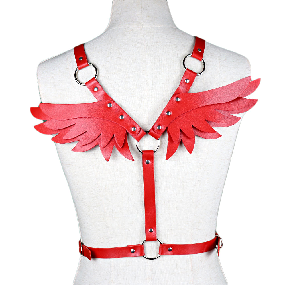 Angel Wing Leather Harness Cage Belts