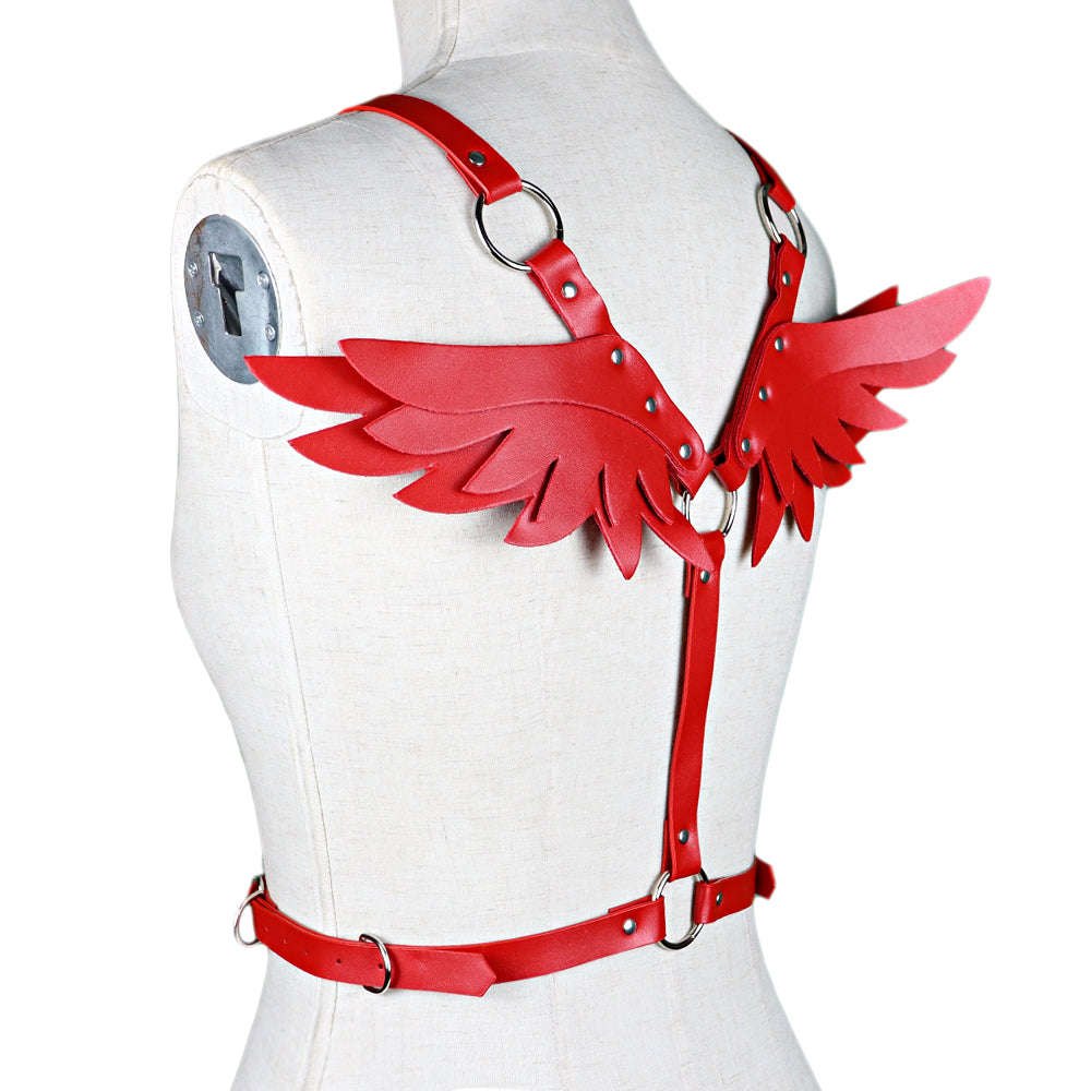 Angel Wing Leather Harness Cage Belts
