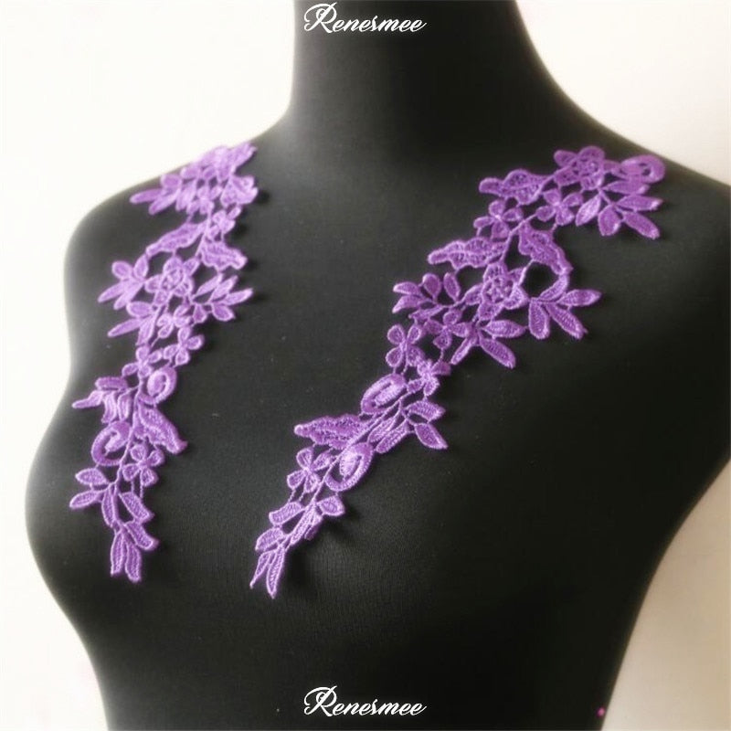 5Pairs/10pcs Lace Flower Appliqué Trims