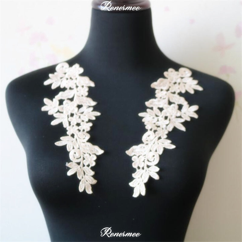 5Pairs/10pcs Lace Flower Appliqué Trims