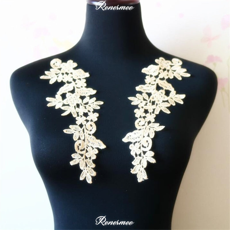 5Pairs/10pcs Lace Flower Appliqué Trims