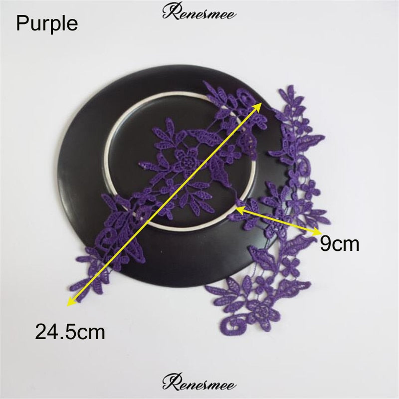 5Pairs/10pcs Lace Flower Appliqué Trims
