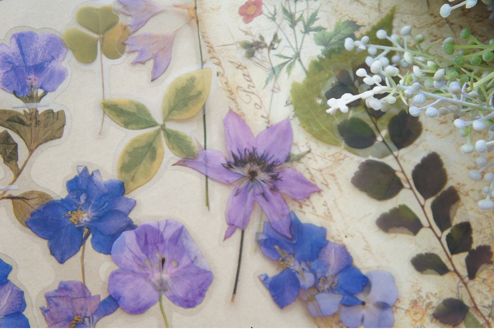 38pcs Purple Flower Orchid Wildflowers PVC Stickers Scrapbooking Craft