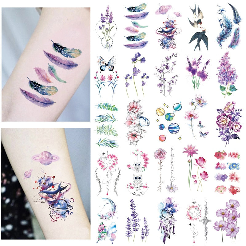 Feather Temporary Tattoos Waterproof Body Art