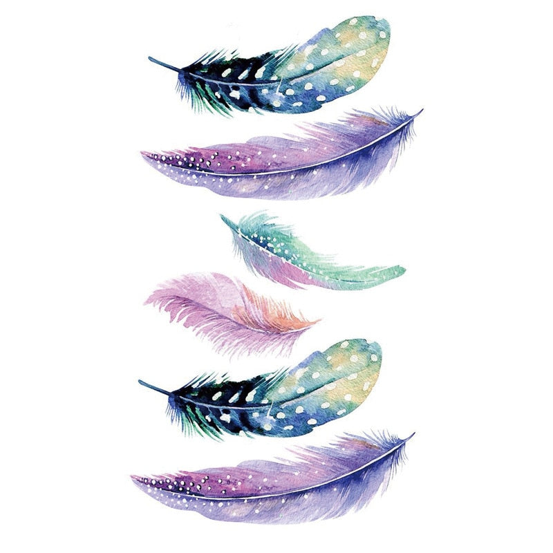 Feather Temporary Tattoos Waterproof Body Art