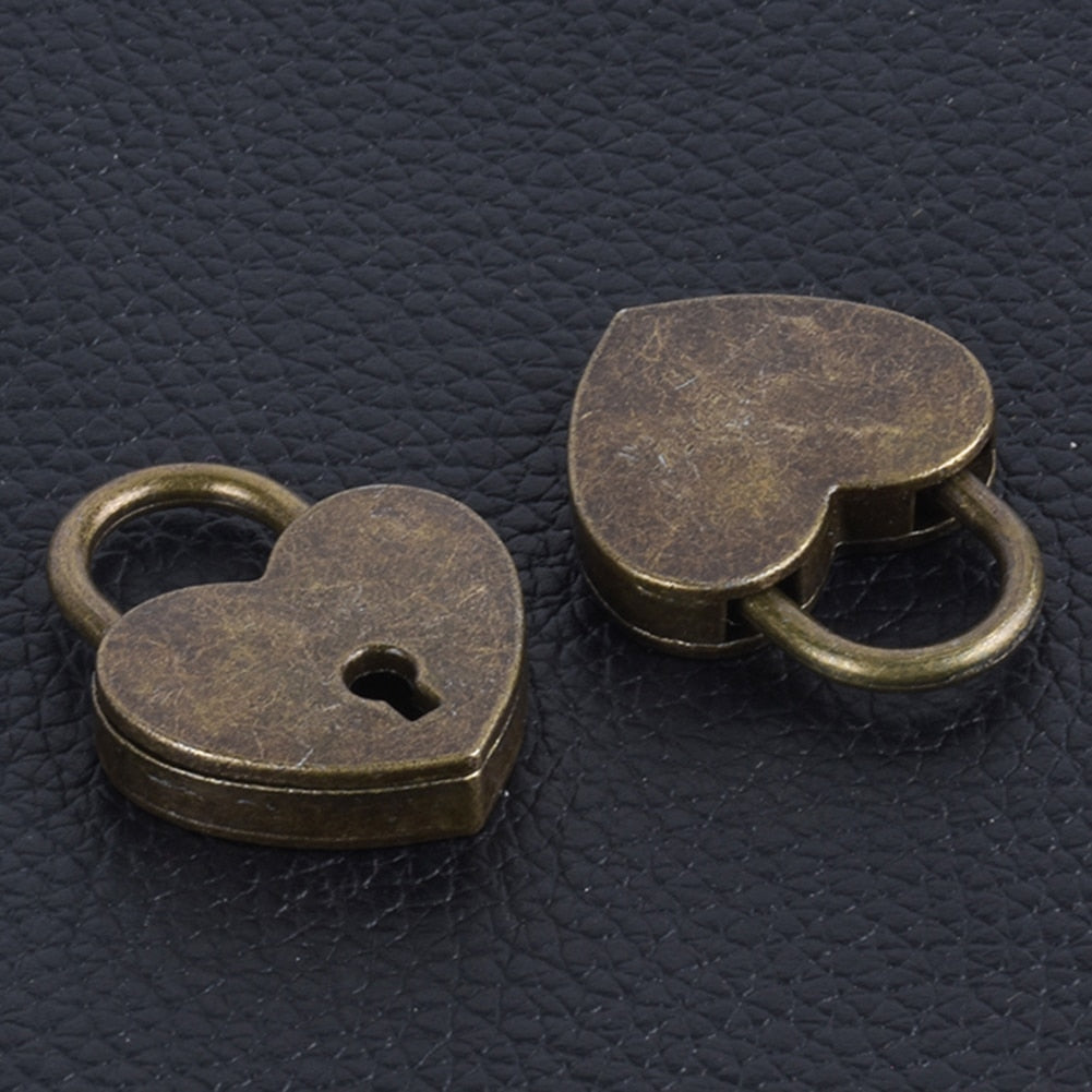 Antique Brass Love Lock Padlock & Key