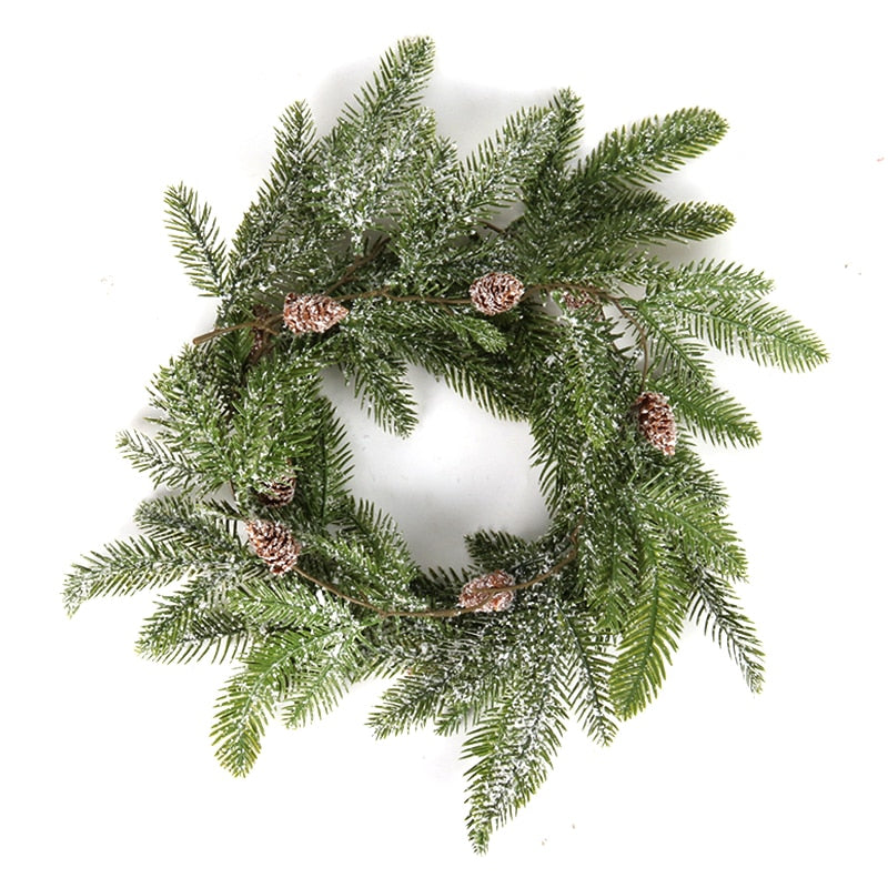 Christmas Wreath Berries Cones Artificial Vine Hanging Floral Foliage Garland Christmas Decorations