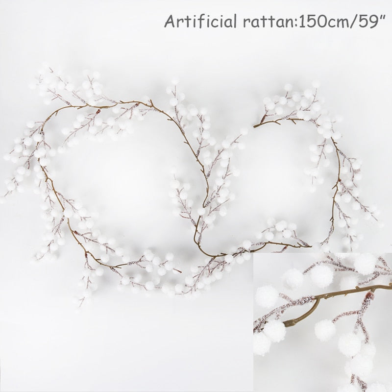 Christmas Wreath Berries Cones Artificial Vine Hanging Floral Foliage Garland Christmas Decorations