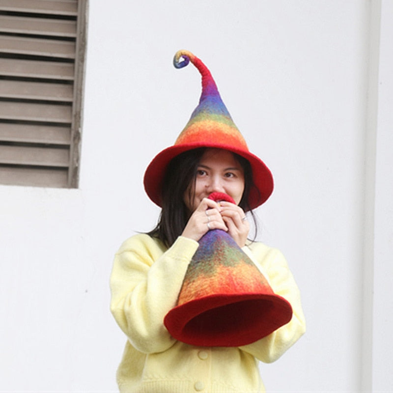 Rainbow Felt Witch Hat