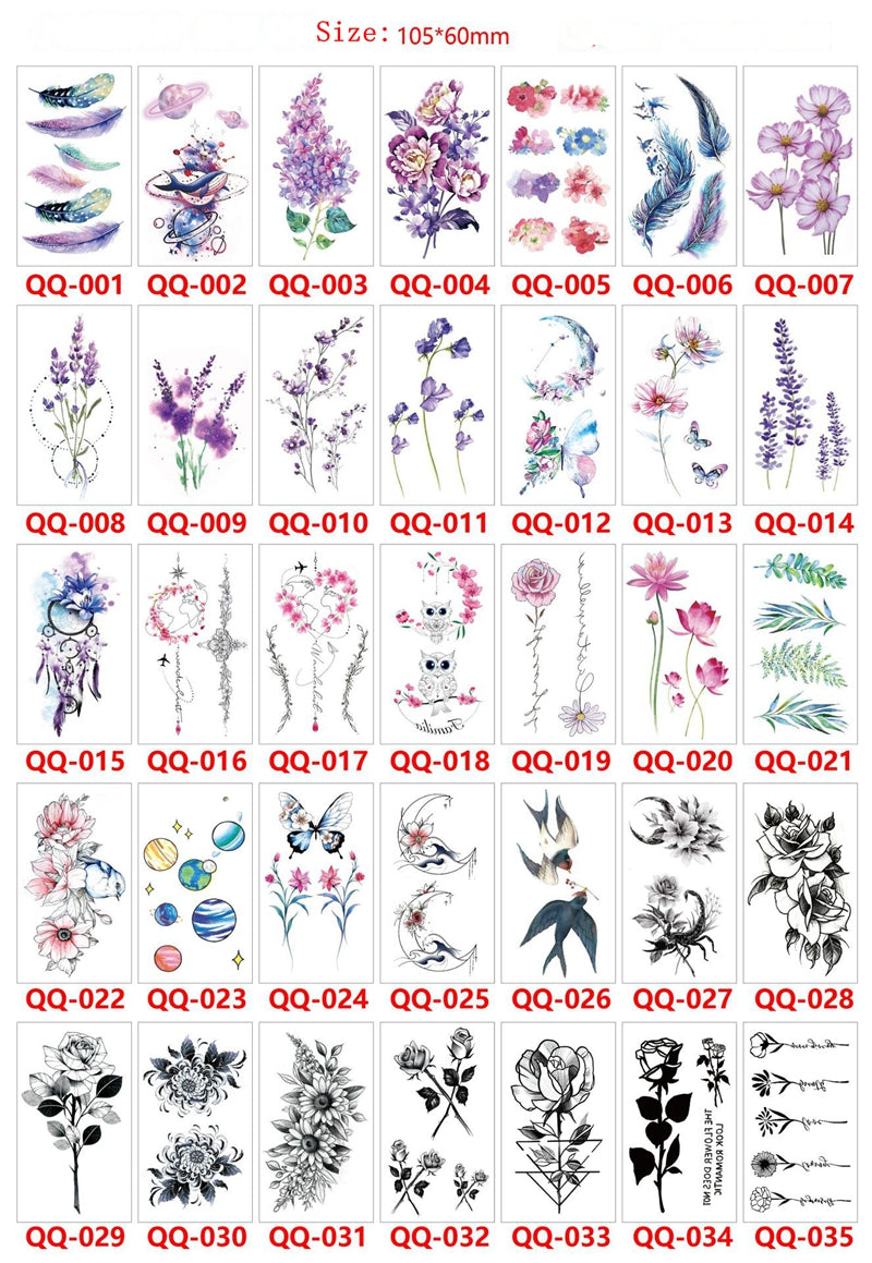 Feather Temporary Tattoos Waterproof Body Art