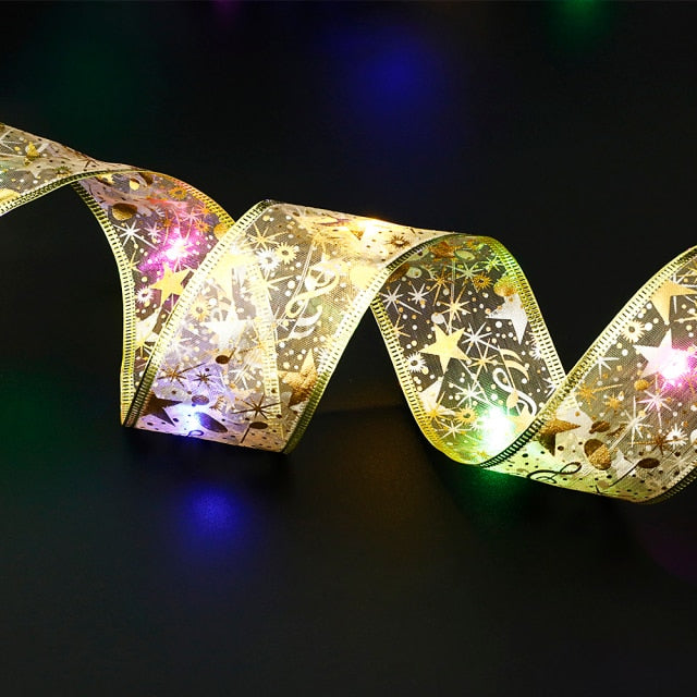 Christmas Fairy Lights Ribbon Bows With 50 LED 5M