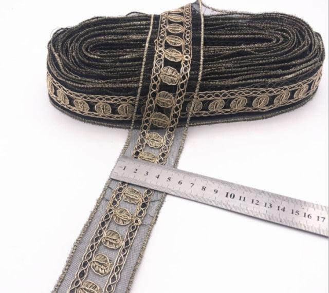 1 Yard Sequin Lace Trim Embroidered Ribbons Handmade Sewing Supplies - Woodland Gatherer