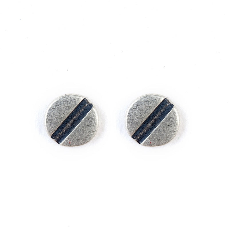 Flat Head Screw 925 Sterling Silver Stud Earrings