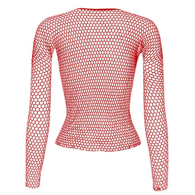 Fishnet Mesh Long Sleeve Tops