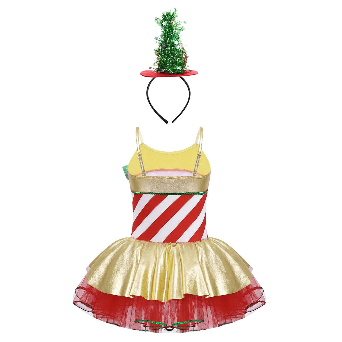 Girls Christmas Concert Performance Costume Leotard Tutu Dress with Headband