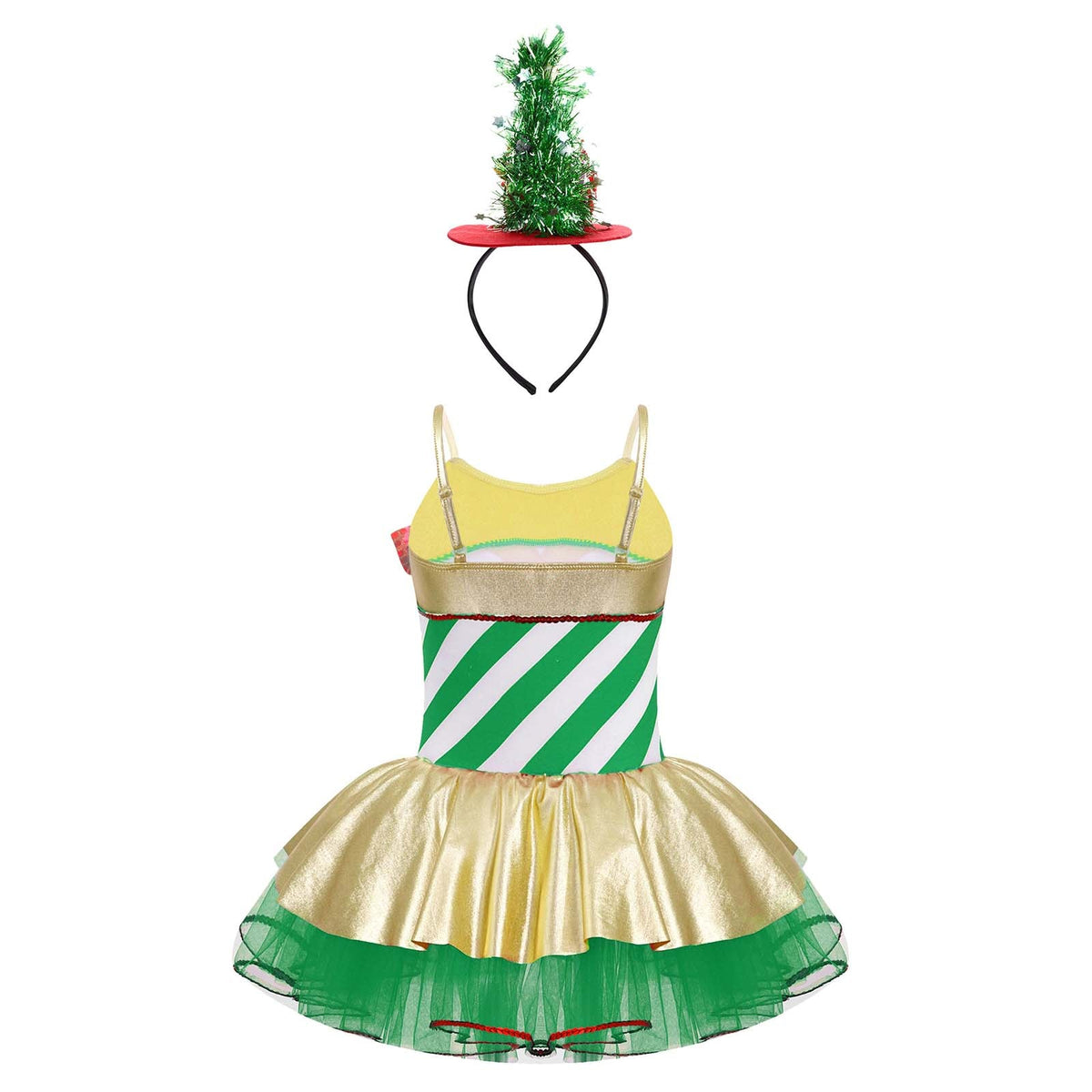 Girls Christmas Concert Performance Costume Leotard Tutu Dress with Headband
