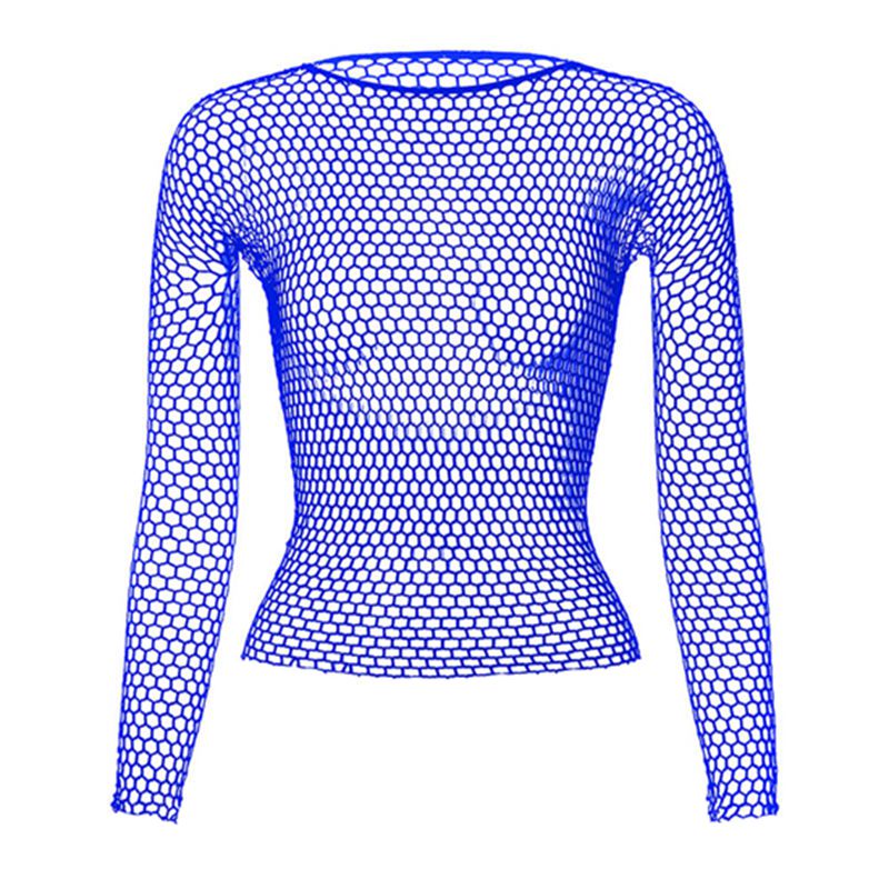Fishnet Mesh Long Sleeve Tops