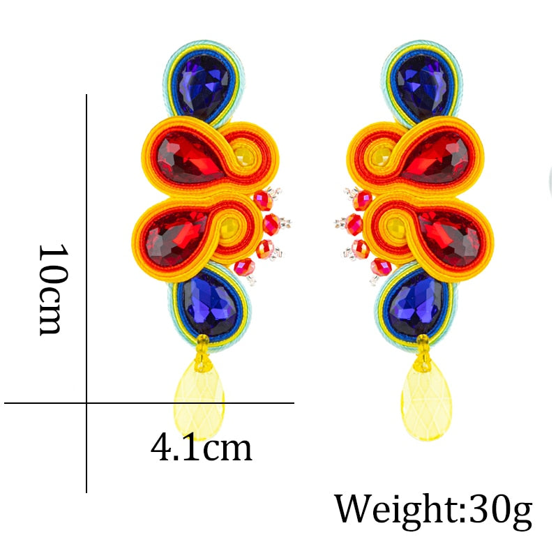 Soutache Russian Braid Handmade Long Earrings