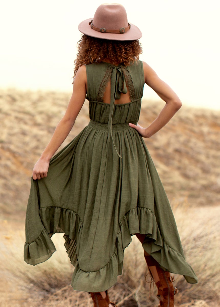 Girls Cotton Lace Boho Maxi Dresses 6-14y